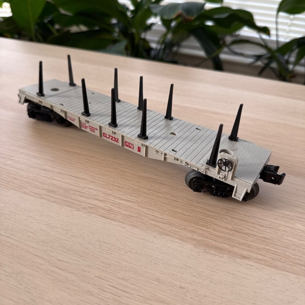 Built by Lionel O Scale Flatcar EL7232 Black Stakes Model Train 6511-2